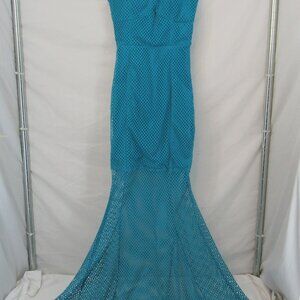 Love Point USA Juniors Teal Spaghetti Strap Side Zip Floor Length Dress Sz Small